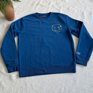 Black Pike Men's Blue Crewneck Sweater with Smiley Design